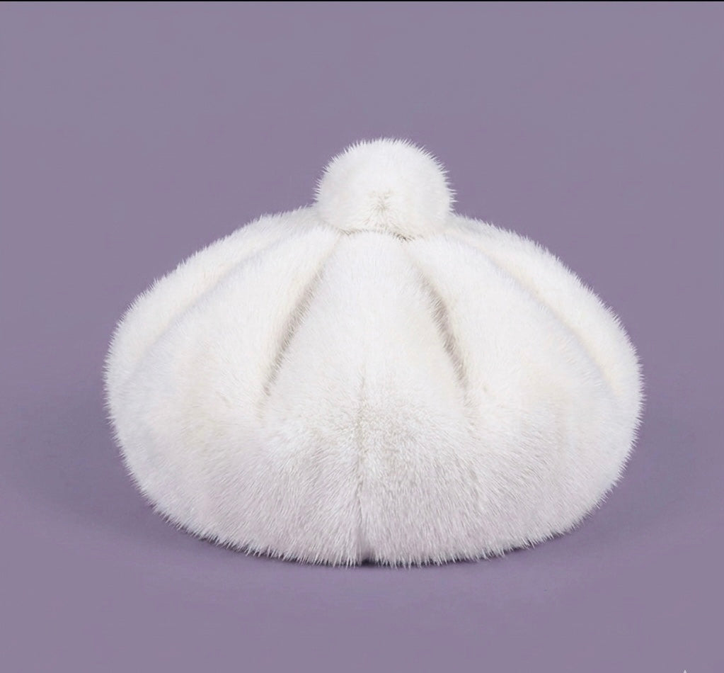 Béret femme fourrure blanc – Béret chaud hiver style artiste peintre