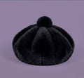 Béret femme fourrure noir – Béret chaud hiver élégant style peintre