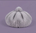 Béret femme fourrure gris clair – Béret chaud hiver style artiste