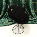 Béret femme laine noir avec abeille cristal – Béret chic élégant hiver