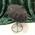 Béret femme laine gris foncé abeille cristal – Béret chic hiver
