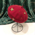 Béret femme laine rouille abeille cristal – Béret vintage élégant hiver