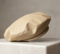 Béret vintage cuir PU femme beige – Béret élégant style français automne hiver