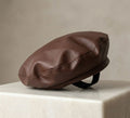 Béret vintage cuir PU femme marron – Béret élégant style français automne hiver