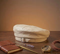 Chapeau octogonal beige femme – Casquette vintage chaude et élégante automne hiver