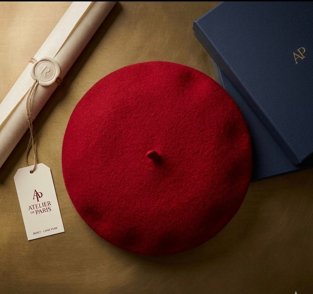 Béret laine hiver femme rouge