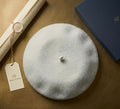 Béret laine hiver femme blanc