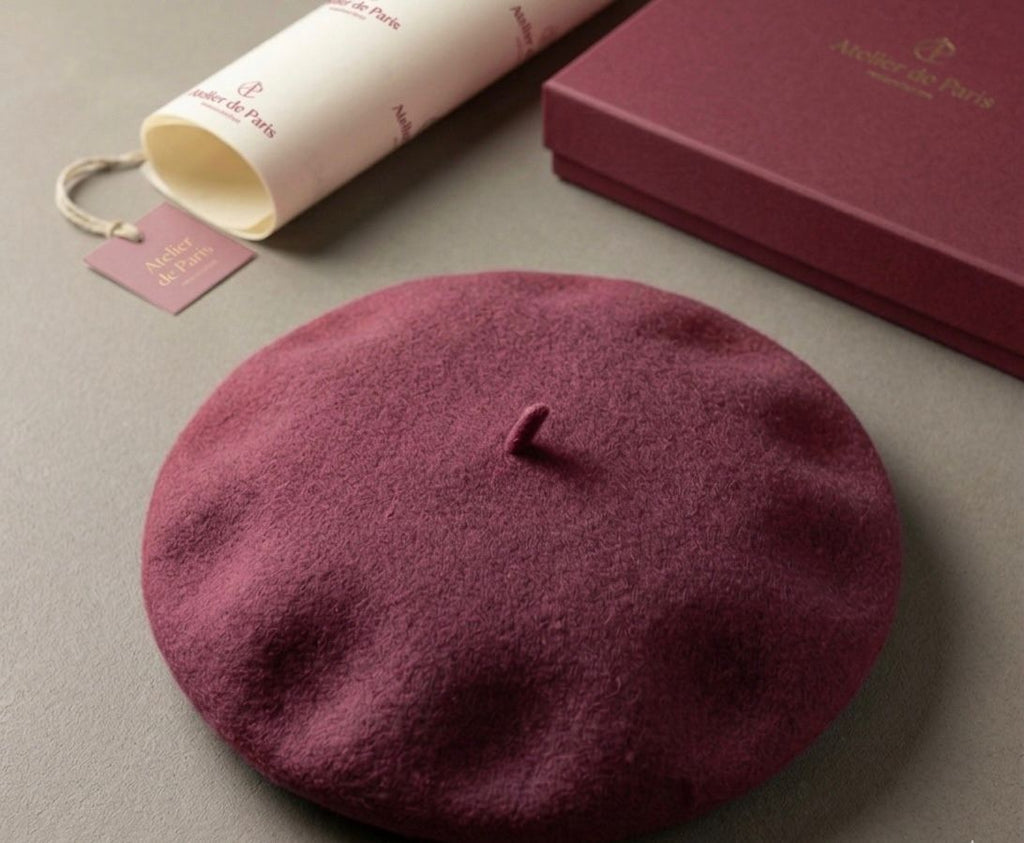 Béret laine hiver femme rouge rosé