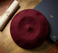 Béret laine hiver femme rouge violacé