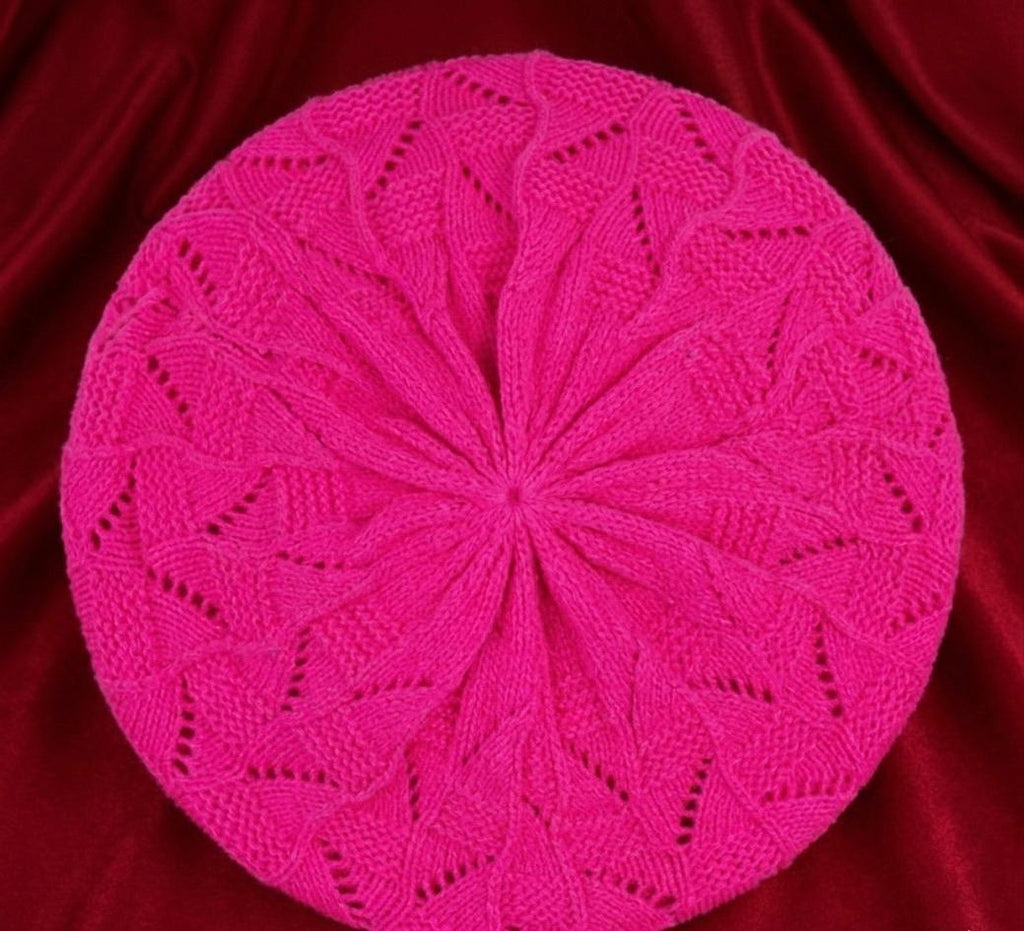 Béret femme tricoté en acrylique – Rose fuchsia – Tendance pop