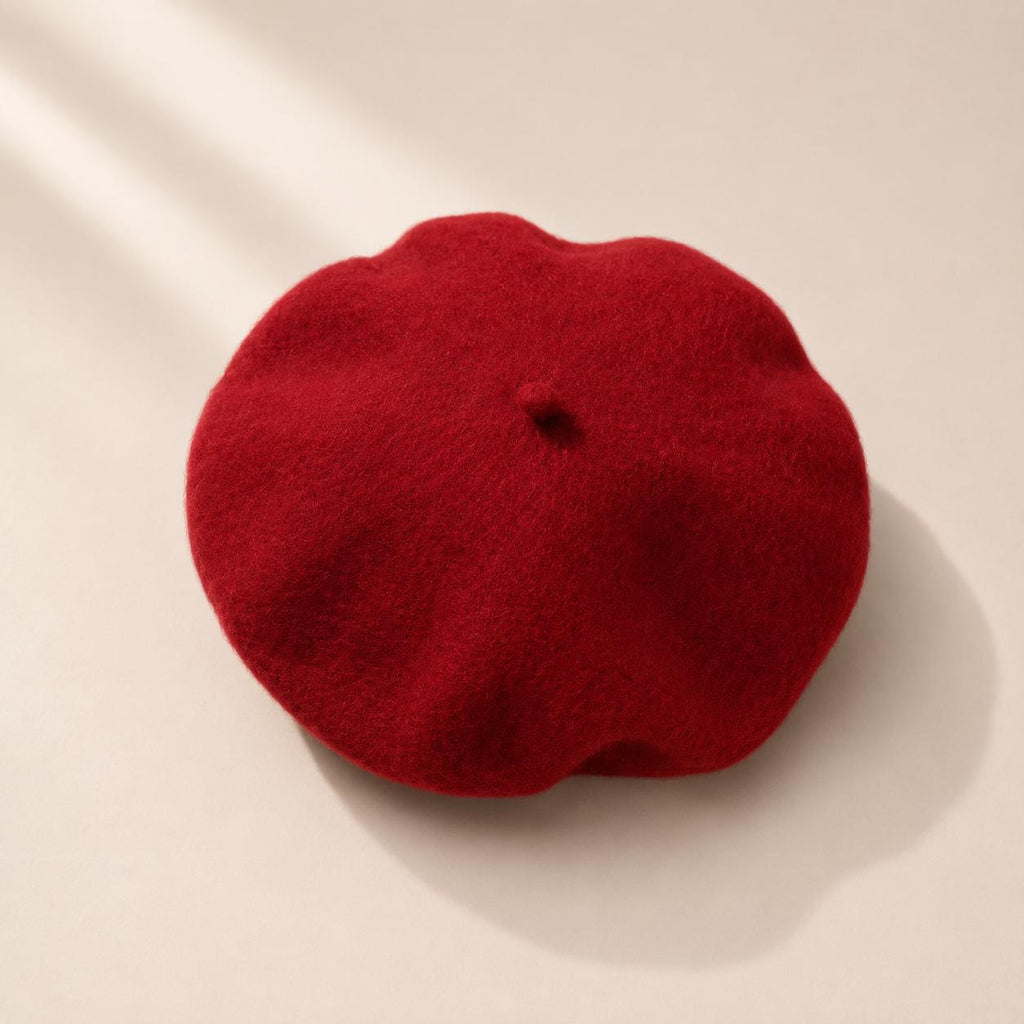 Béret Femme en Laine Rouge – Chapeau Français Chic Automne Hiver