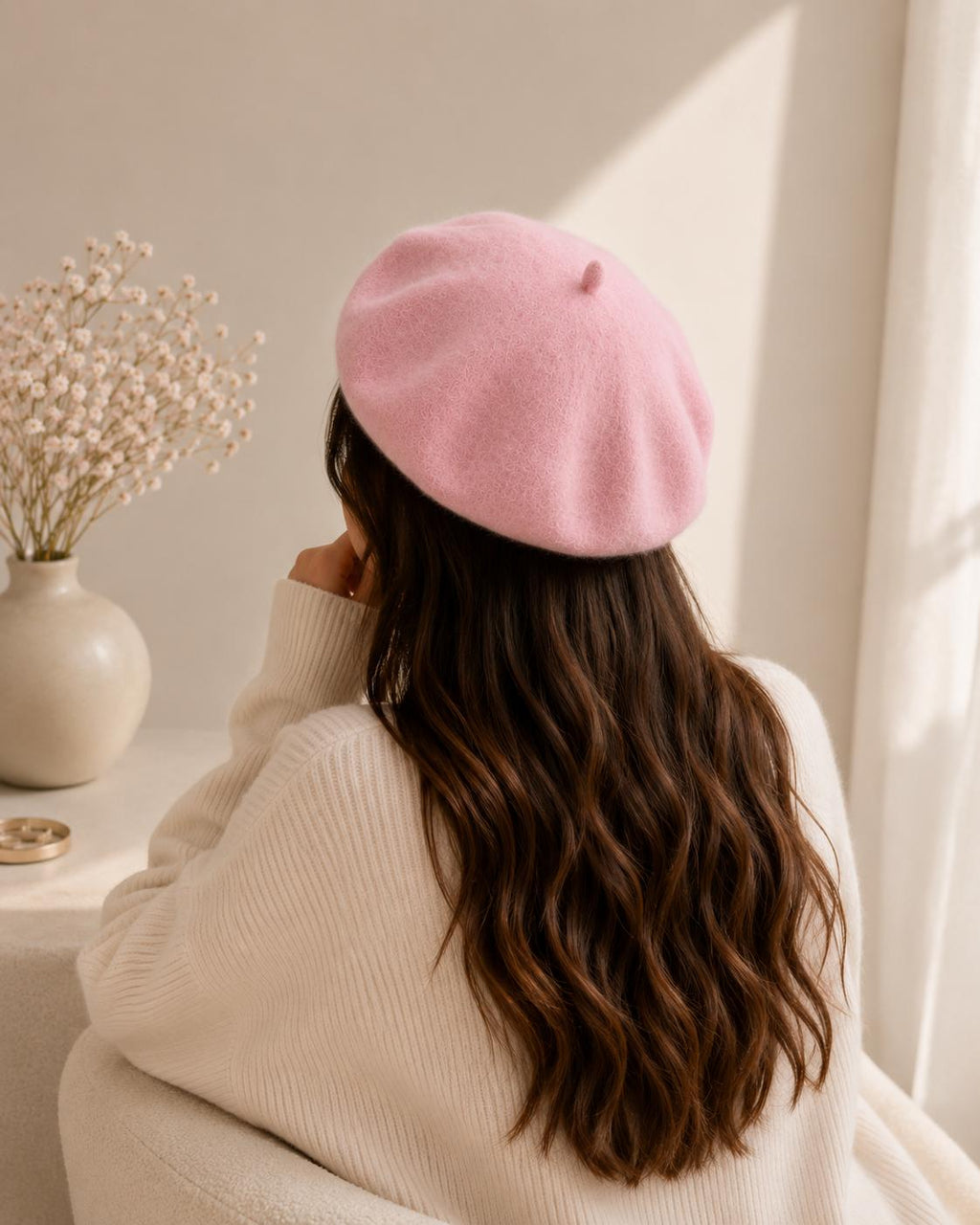 Béret Femme en Laine Rose – Chapeau Français Féminin Automne Hiver