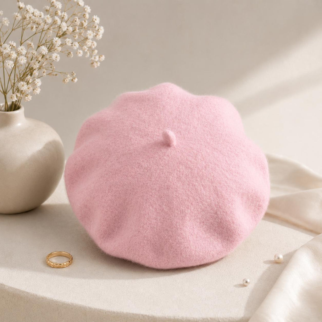 Béret Femme en Laine Rose – Chapeau Français Féminin Automne Hiver