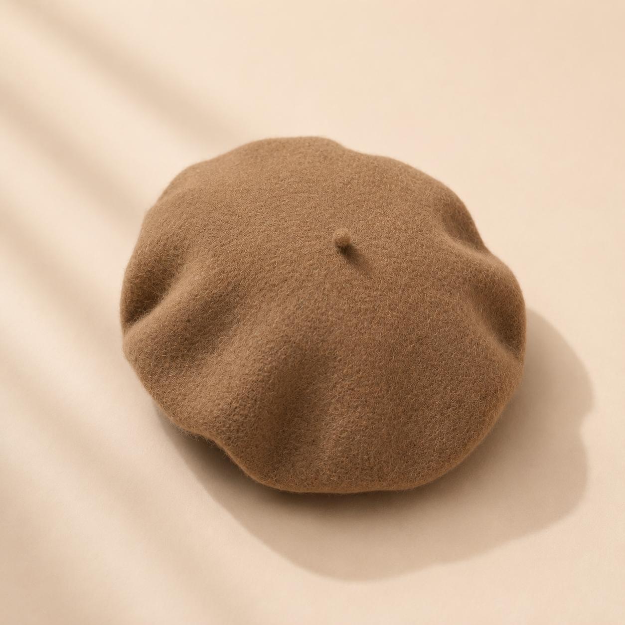 Béret Femme en Laine Kaki – Chapeau Français Chaud Automne Hiver