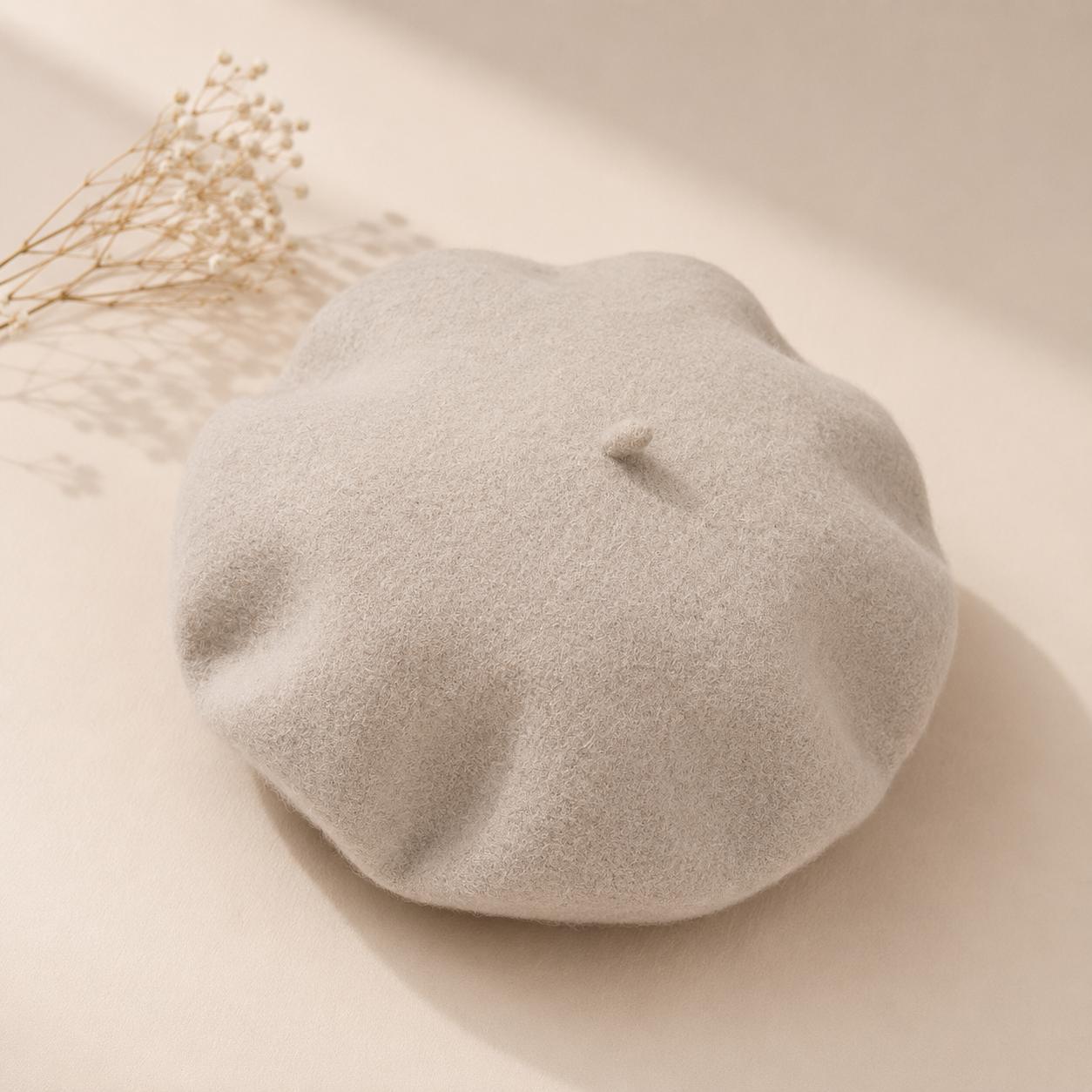 Béret Femme en Laine Blanc Crème – Chapeau Français Chic Hiver