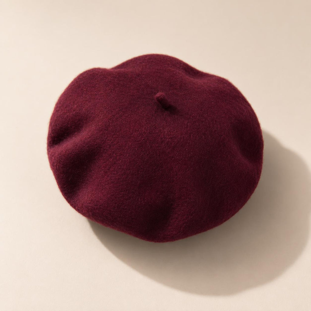 Béret Femme en Laine Bordeaux – Chapeau Français Chic Automne Hiver