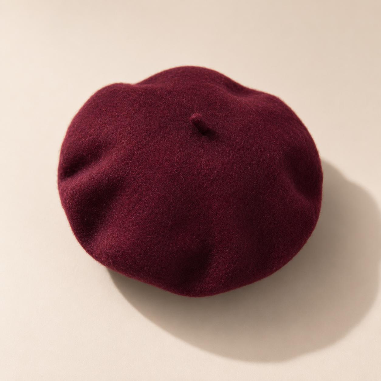 Béret Femme en Laine Bordeaux – Chapeau Français Chic Automne Hiver
