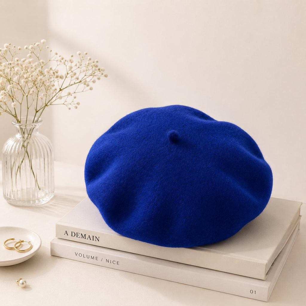 Béret Femme en Laine Bleu Royal – Chapeau Français Tendance Hiver