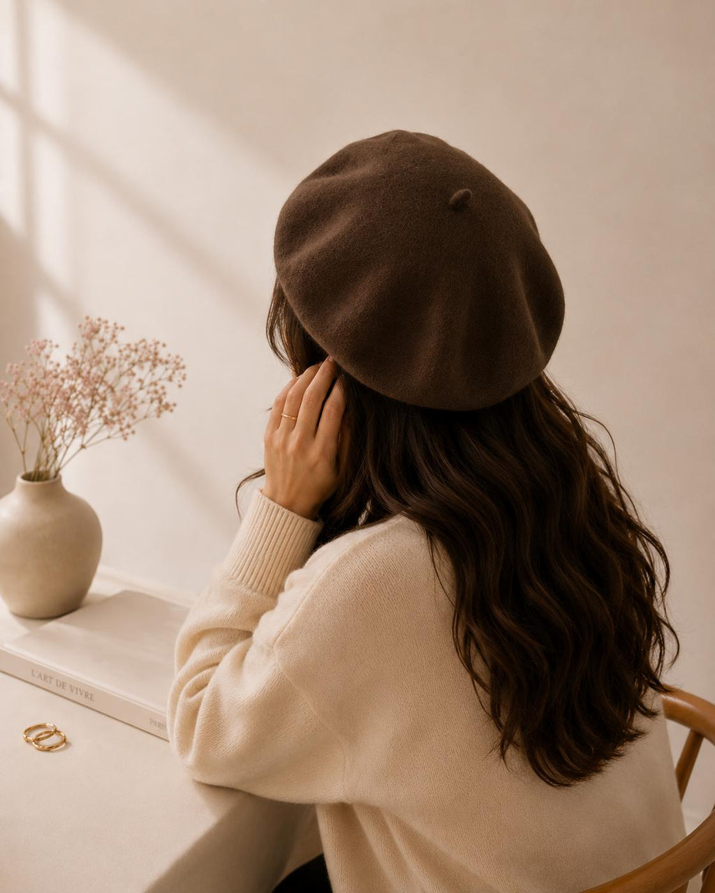 Béret Femme en Laine Marron Café – Chapeau Chaud Style Français