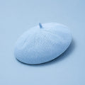 Casquette Béret Femme Coton Tricoté Bleu – Chapeau d’Été Style Artiste