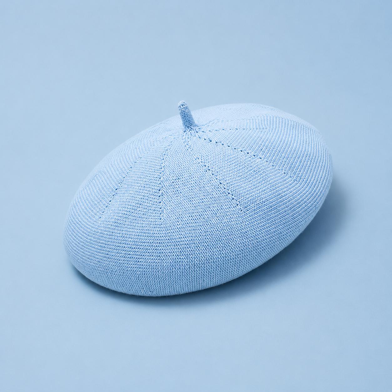 Casquette Béret Femme Coton Tricoté Bleu – Chapeau d’Été Style Artiste