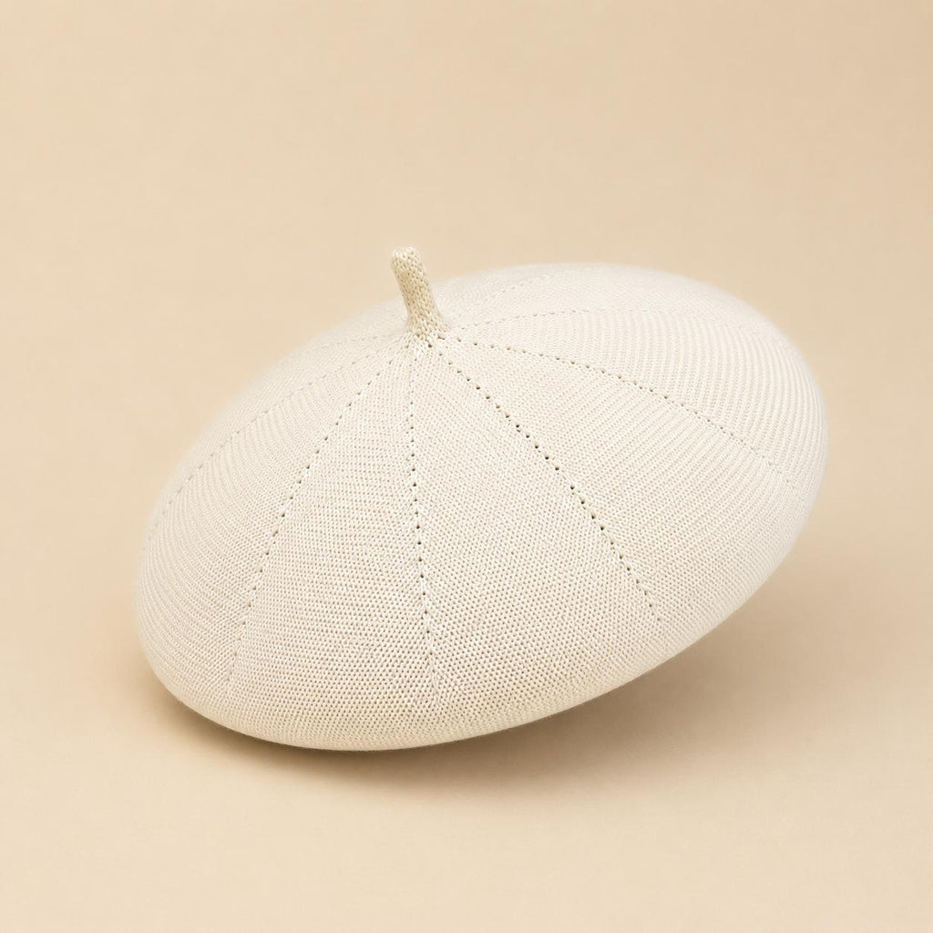 Casquette Béret Femme Coton Tricoté Blanc – Béret d’Été Respirant Sophia