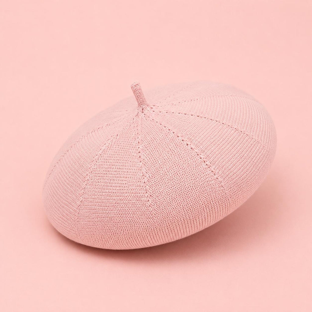 Casquette Béret Femme Coton Tricoté Rose – Chapeau Léger Style Chic