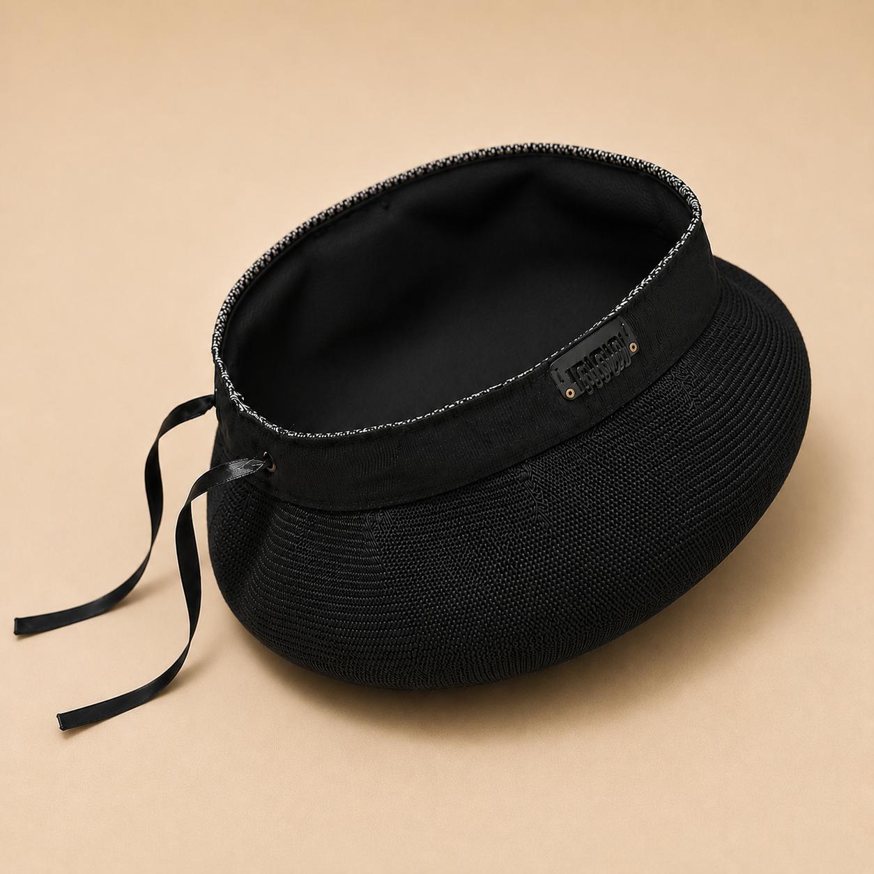 Casquette Béret Femme Coton Tricoté Noir – Chapeau Parisien d’Été