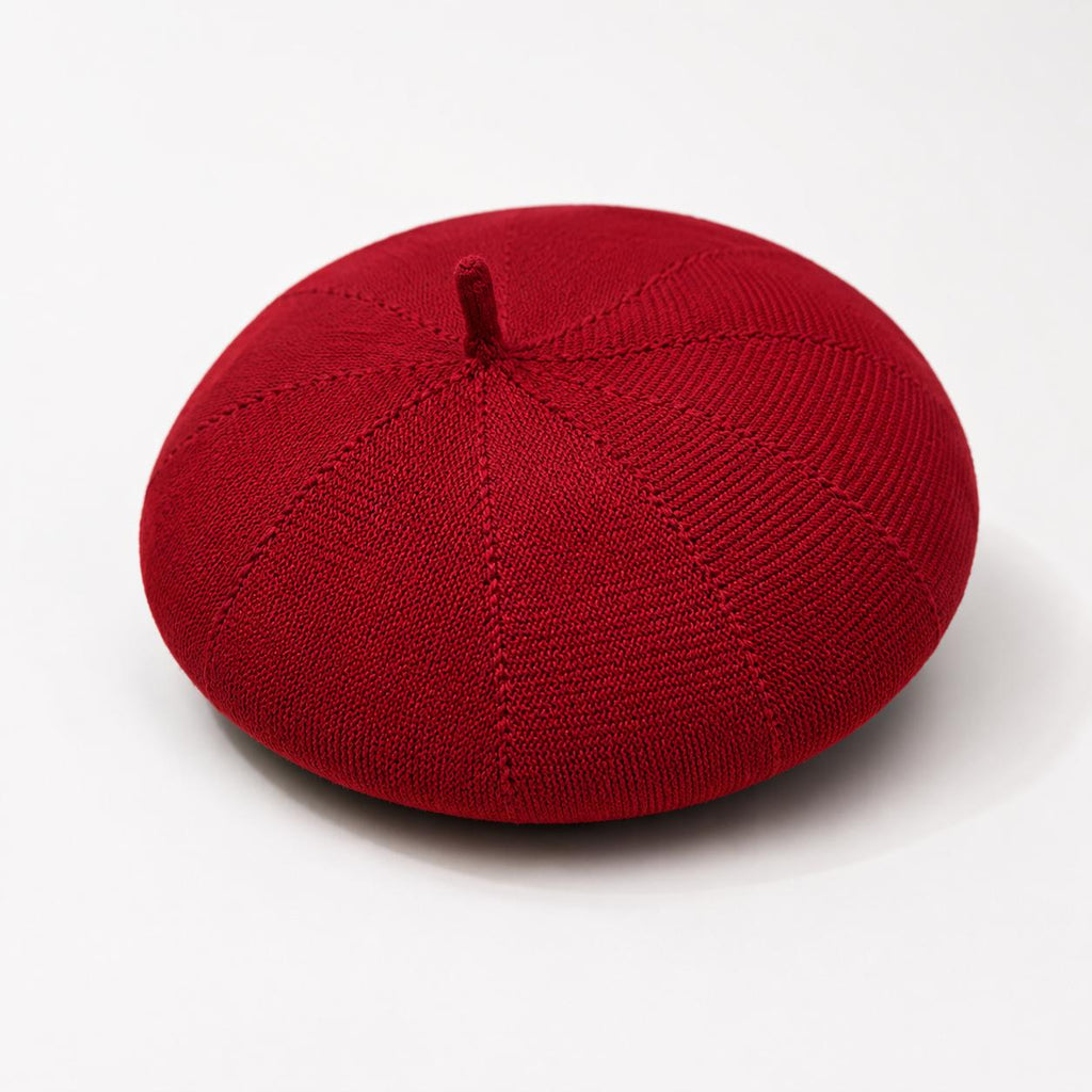 Casquette Béret Femme Coton Tricoté Rouge – Chapeau Peintre Parisien