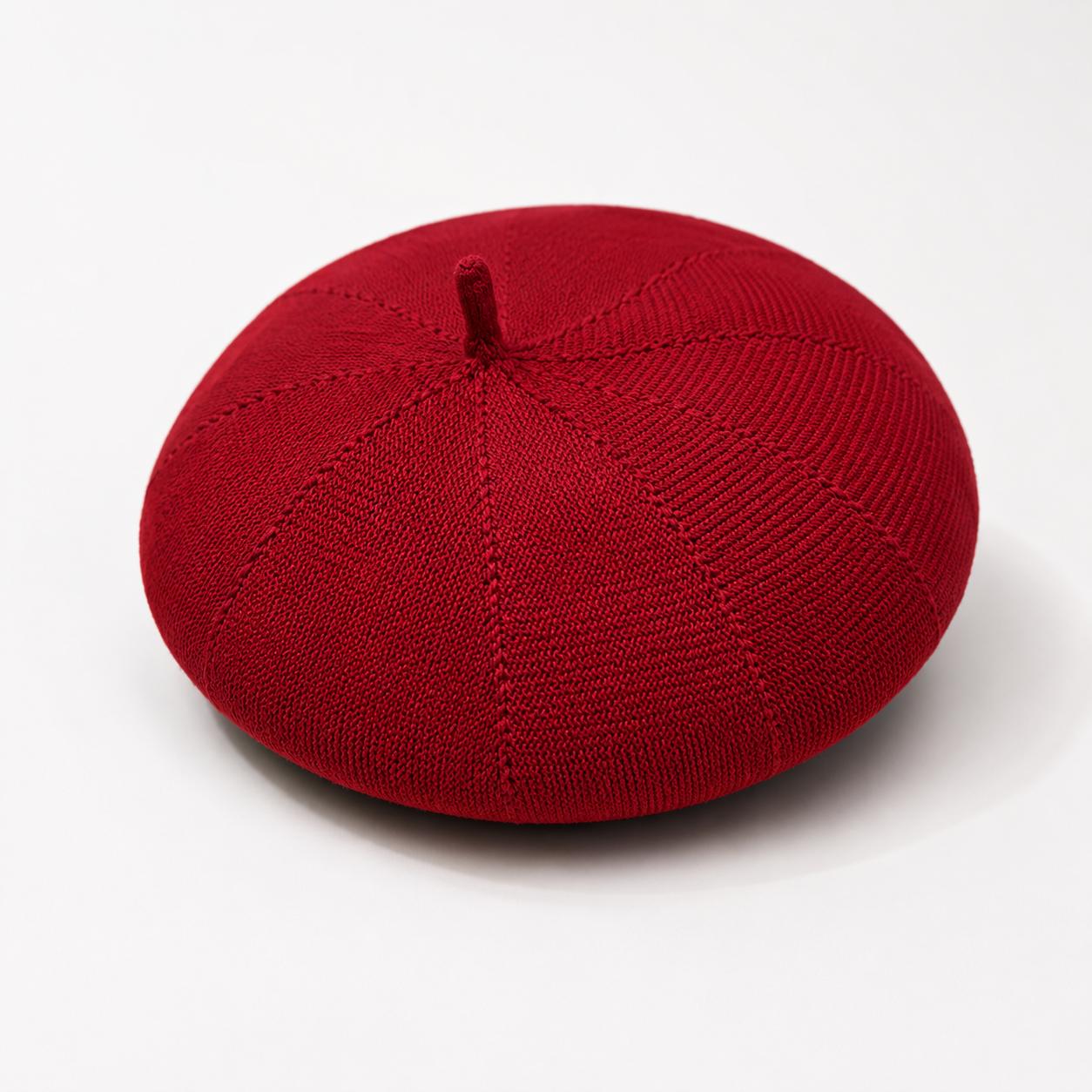 Casquette Béret Femme Coton Tricoté Rouge – Chapeau Peintre Parisien