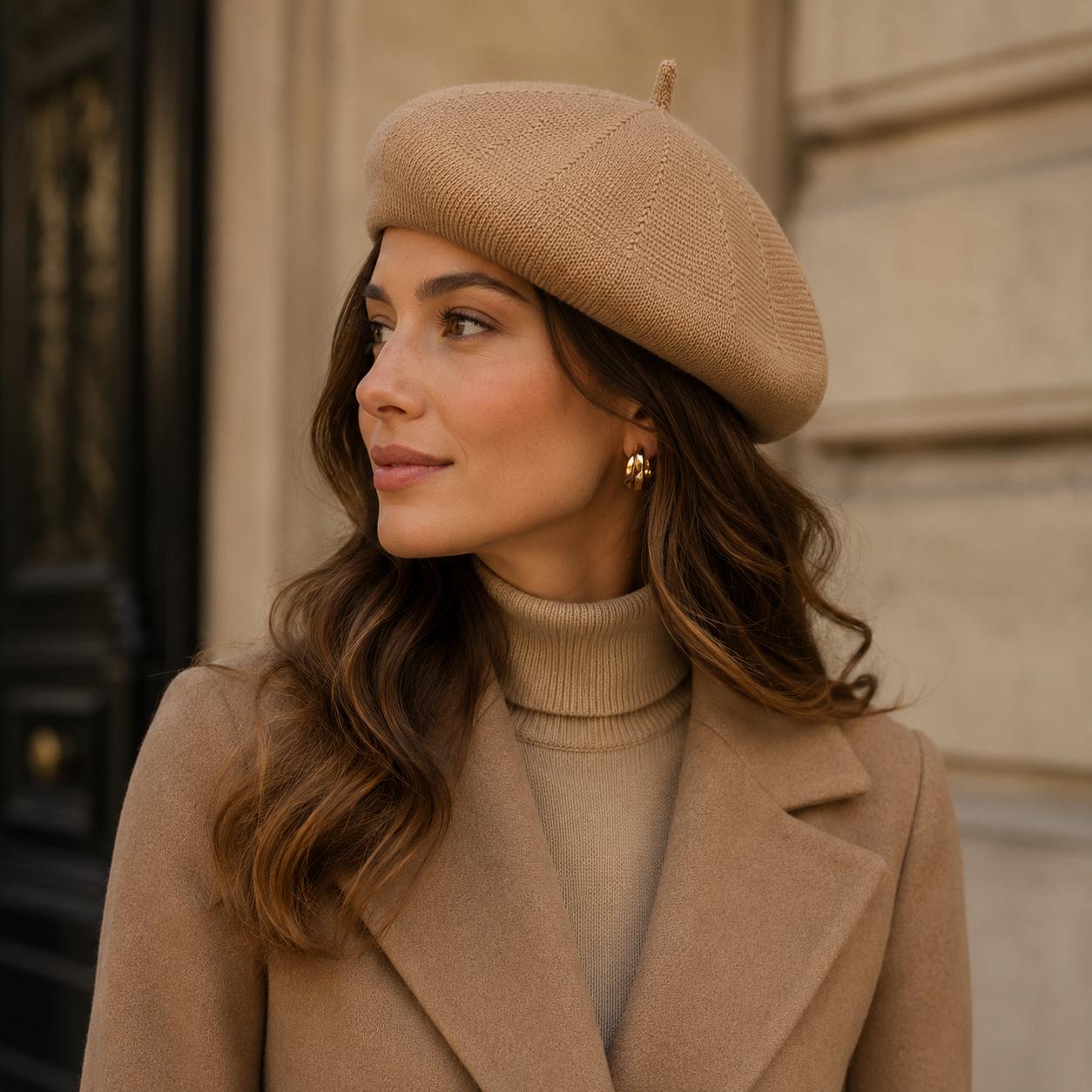 Casquette Béret Femme Coton Tricoté Brun – Casquette Plate Vintage Sophia