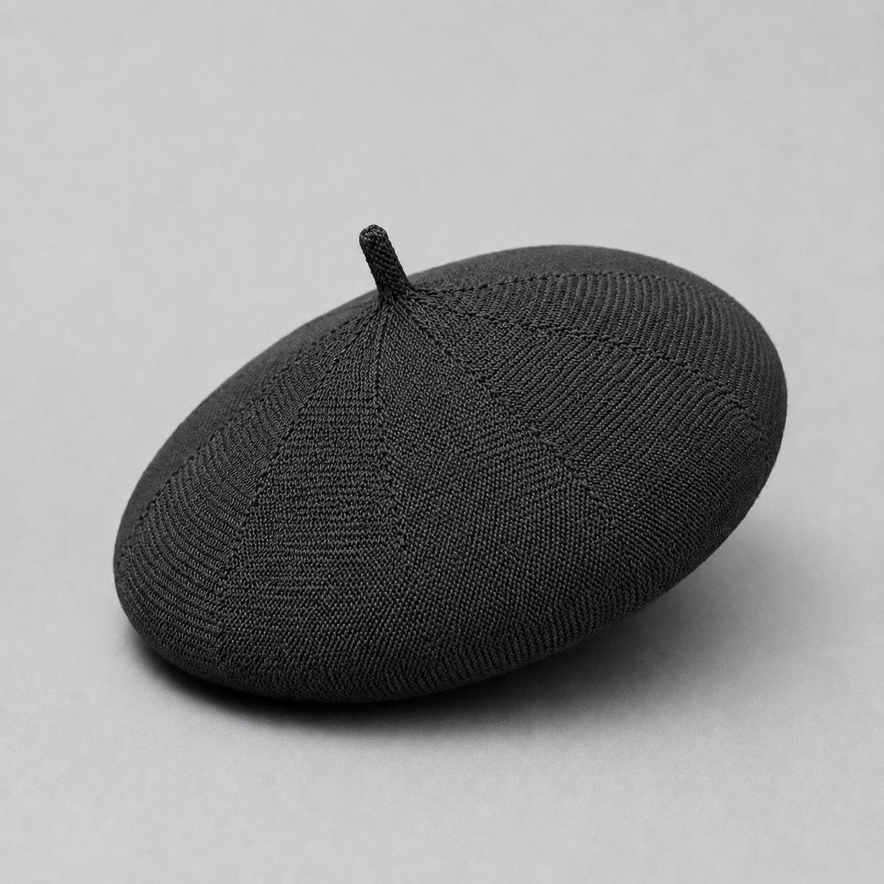 Casquette Béret Femme Coton Tricoté Noir – Chapeau Parisien d’Été