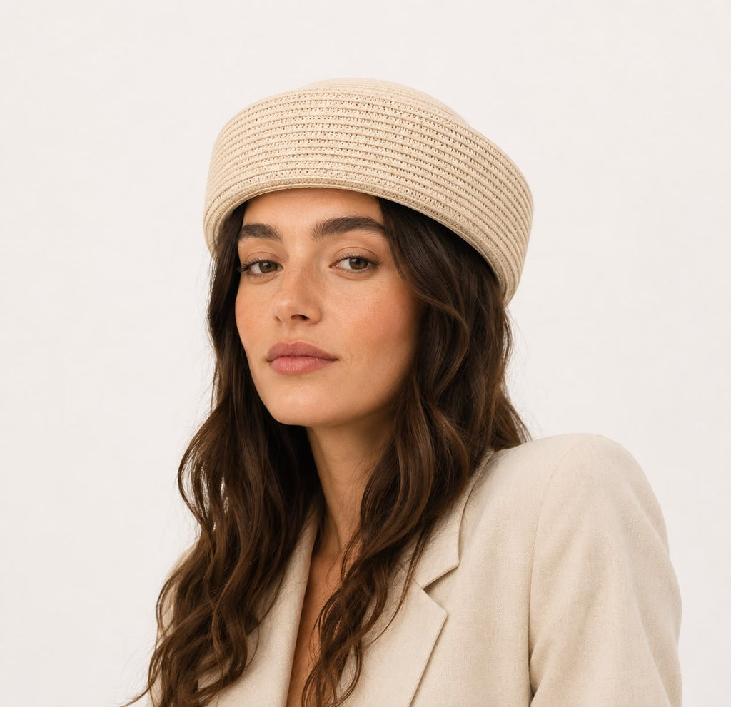 Béret d’Été Pillbox Tressé – Blanc
