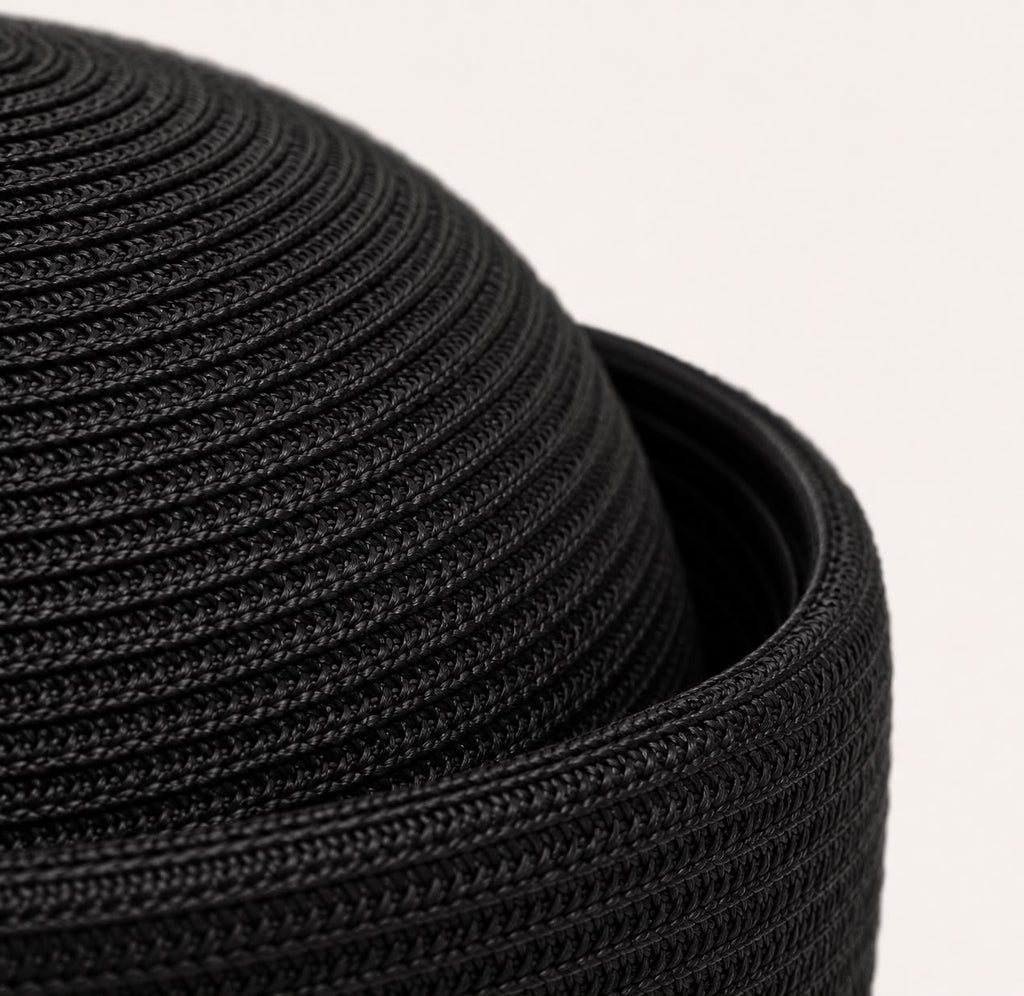 Béret d’Été Pillbox Tressé – Noir