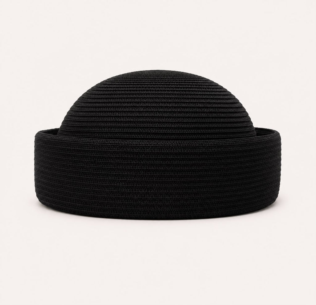 Béret d’Été Pillbox Tressé – Noir