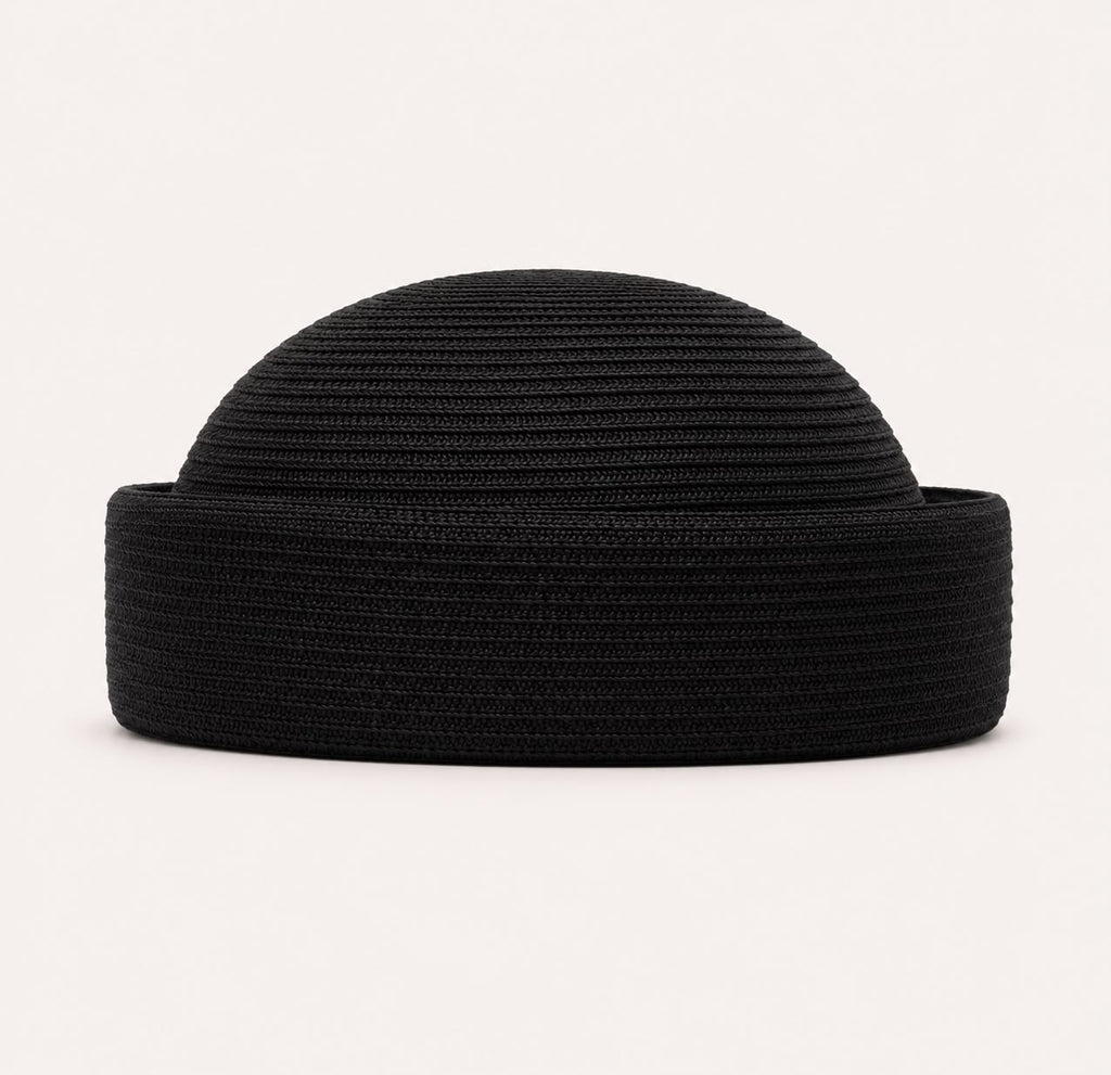 Béret d’Été Pillbox Tressé – Noir