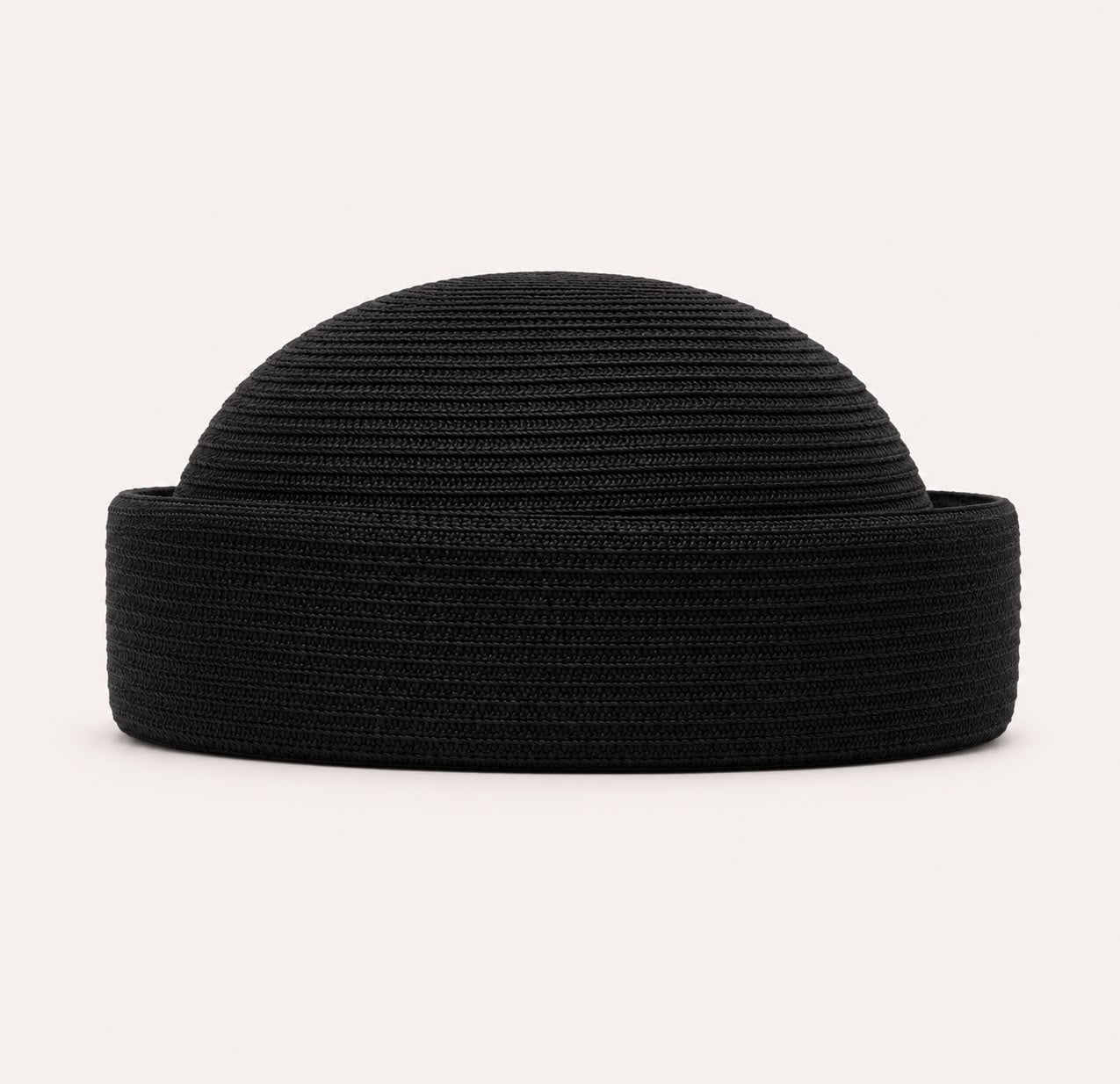 Béret d’Été Pillbox Tressé – Noir