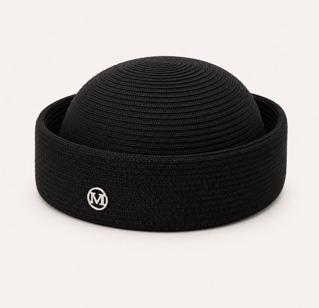 Béret d’Été Pillbox Tressé – Noir