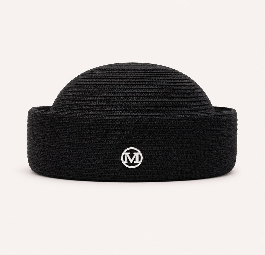 Béret d’Été Pillbox Tressé – Noir