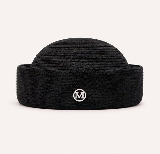 Béret d’Été Pillbox Tressé – Noir