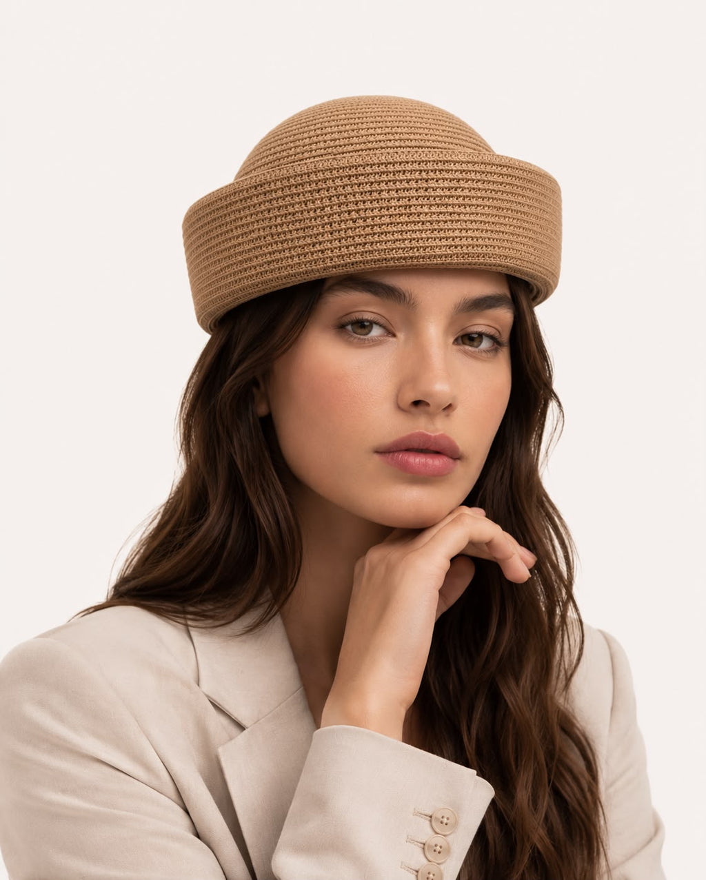 Béret d’Été Pillbox Tressé – Kaki