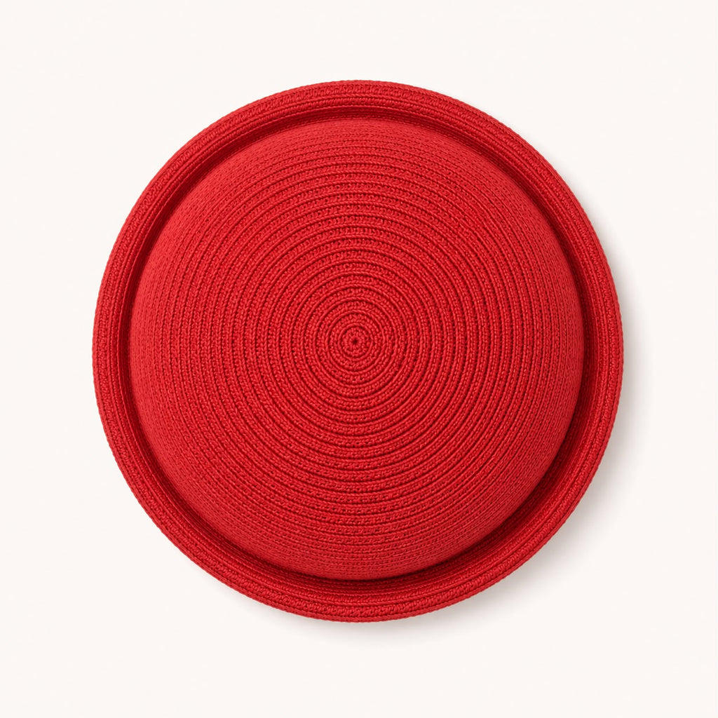 Béret d’Été Pillbox Tressé – Rouge