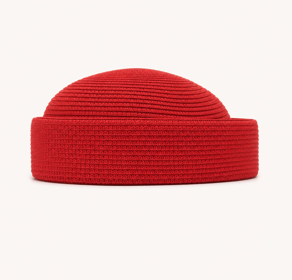 Béret d’Été Pillbox Tressé – Rouge