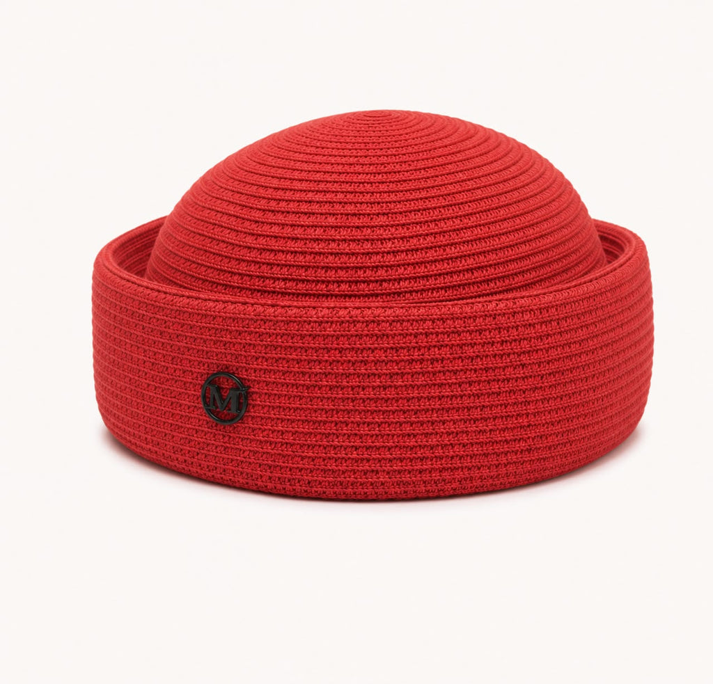 Béret d’Été Pillbox Tressé – Rouge