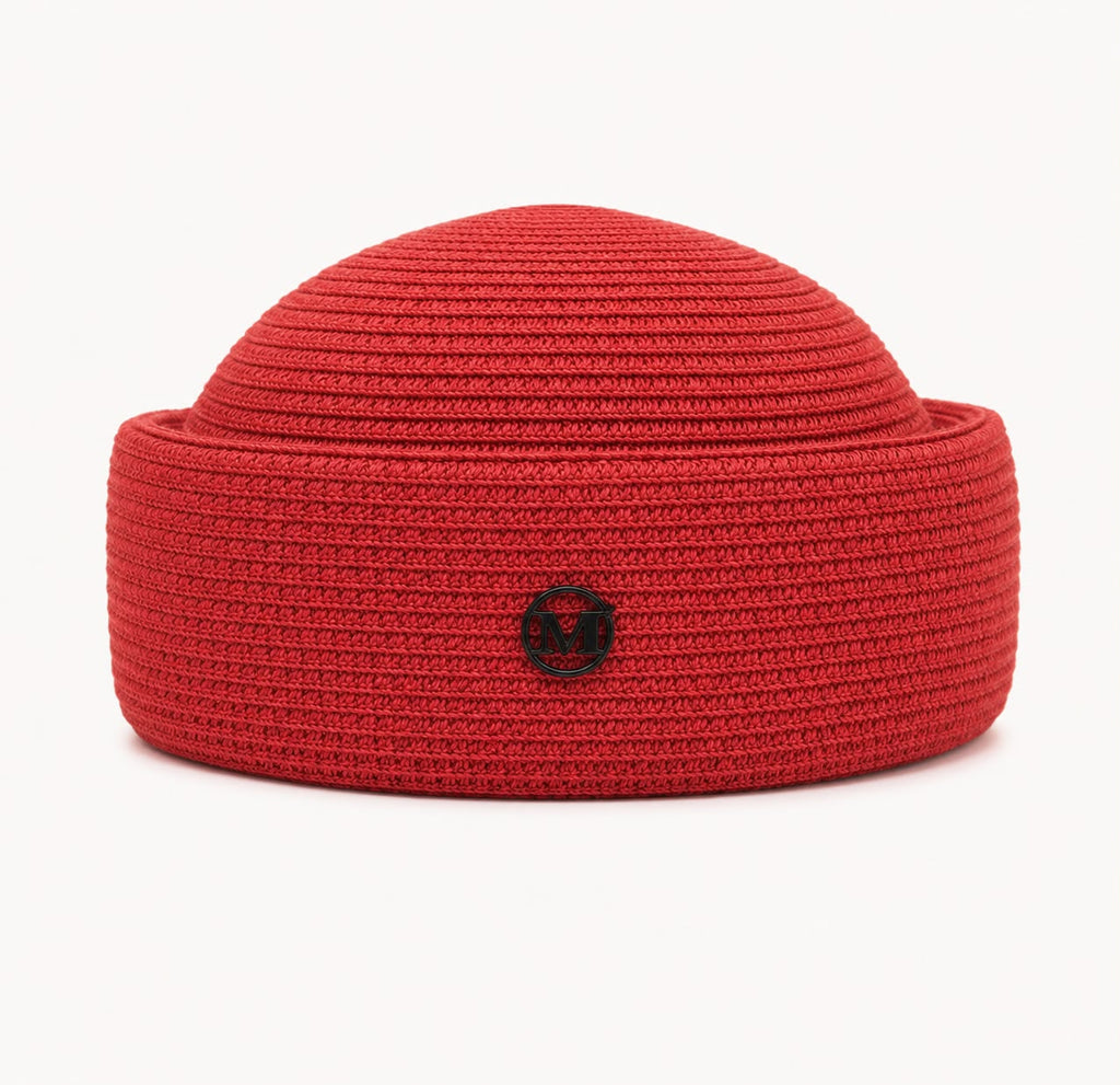 Béret d’Été Pillbox Tressé – Rouge