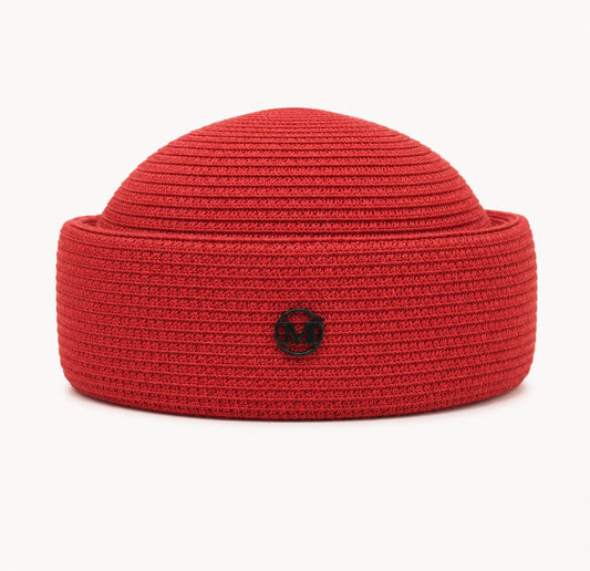 Béret d’Été Pillbox Tressé – Rouge