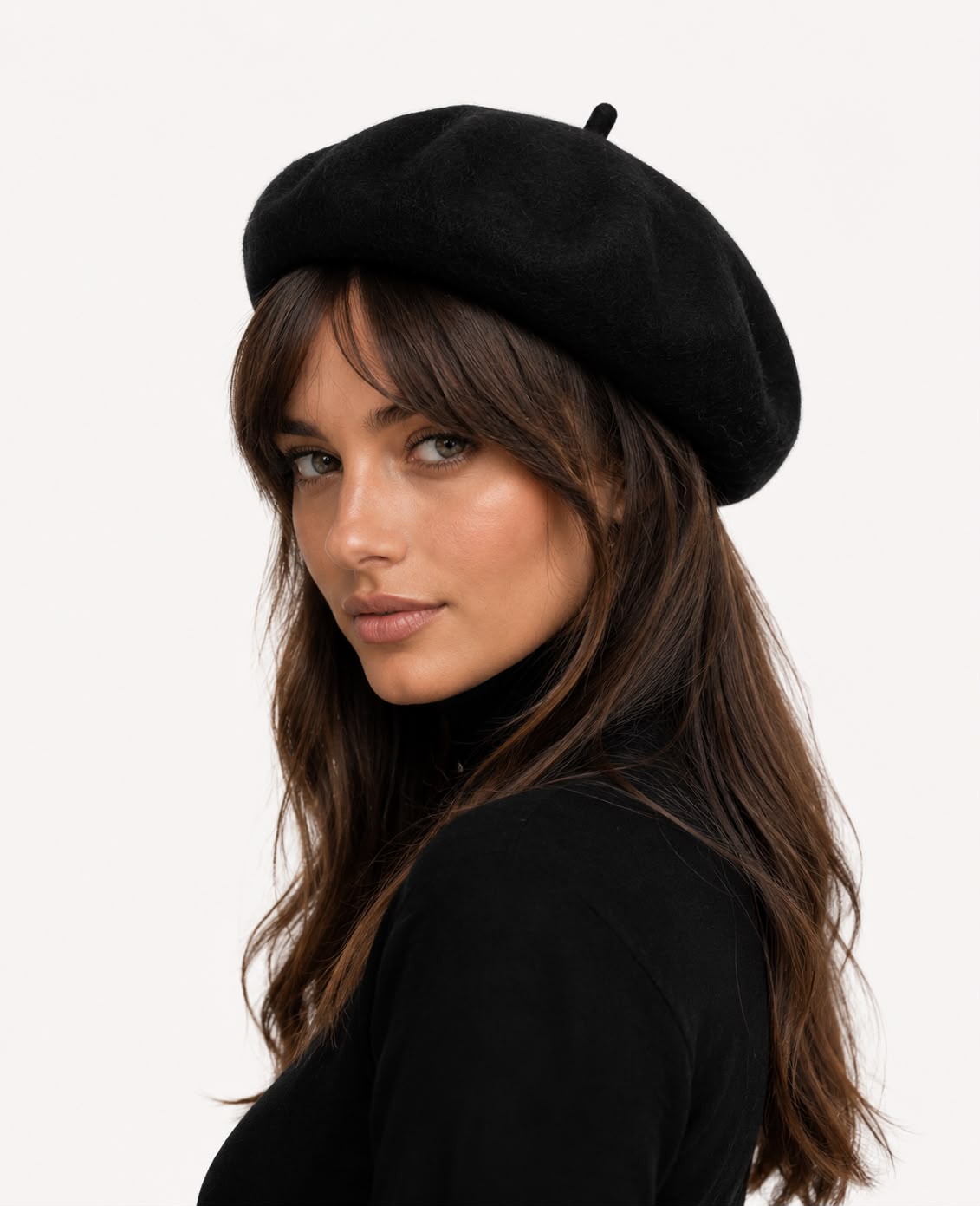 Béret femme en laine noir – Style français