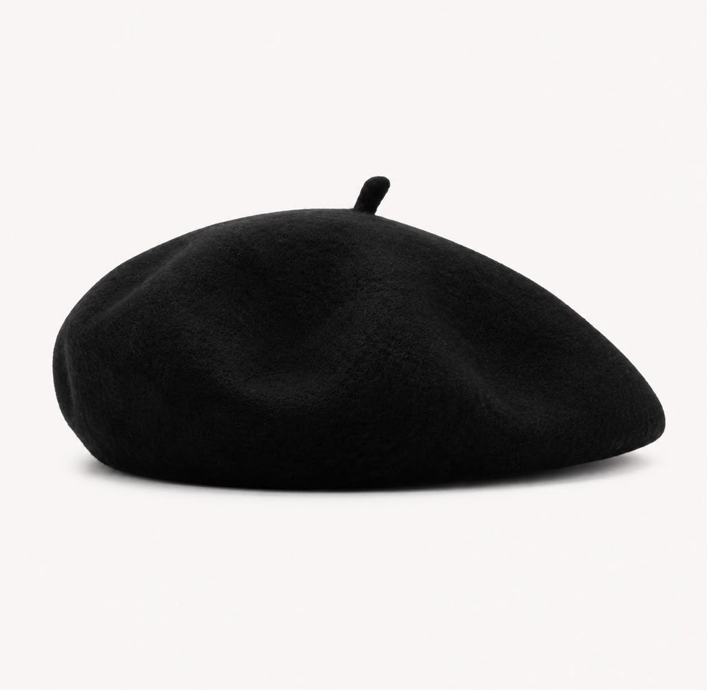 Béret femme en laine noir – Style français