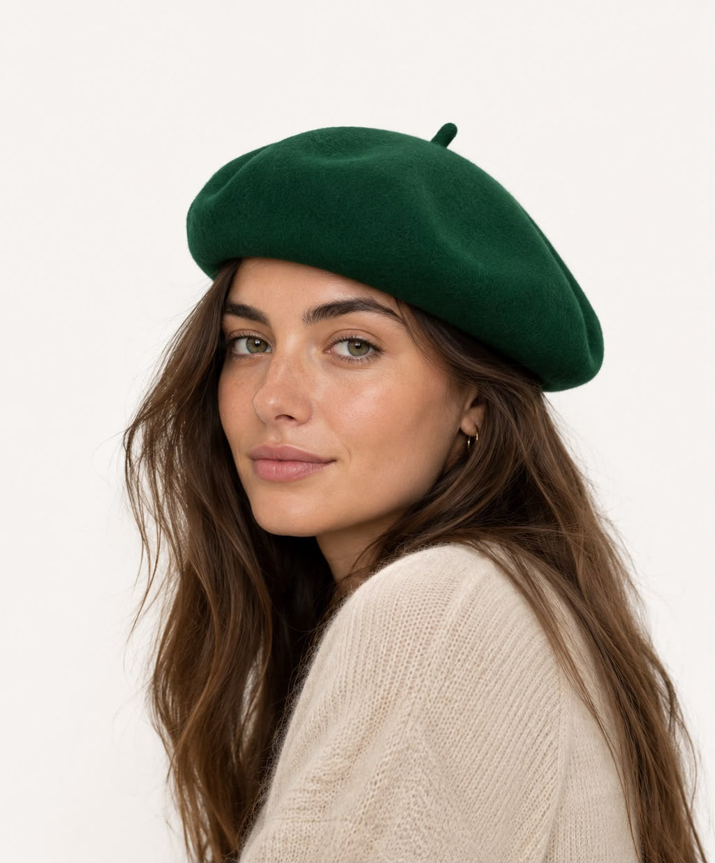 Béret femme en laine vert – Style français