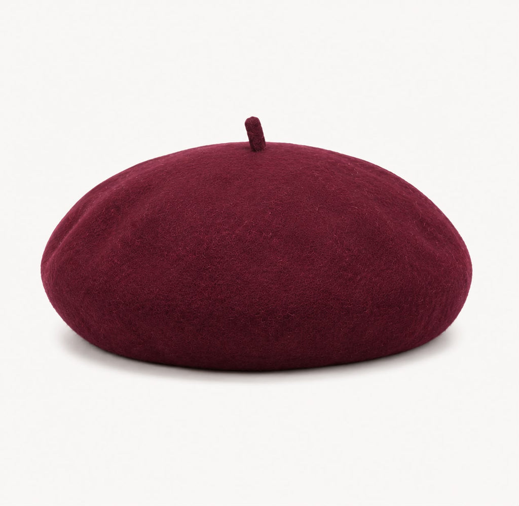 Béret femme en laine bordeaux – Style français